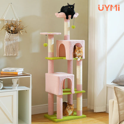 Cat Tree Tower with 2 Condos, Scratching Posts, Perch