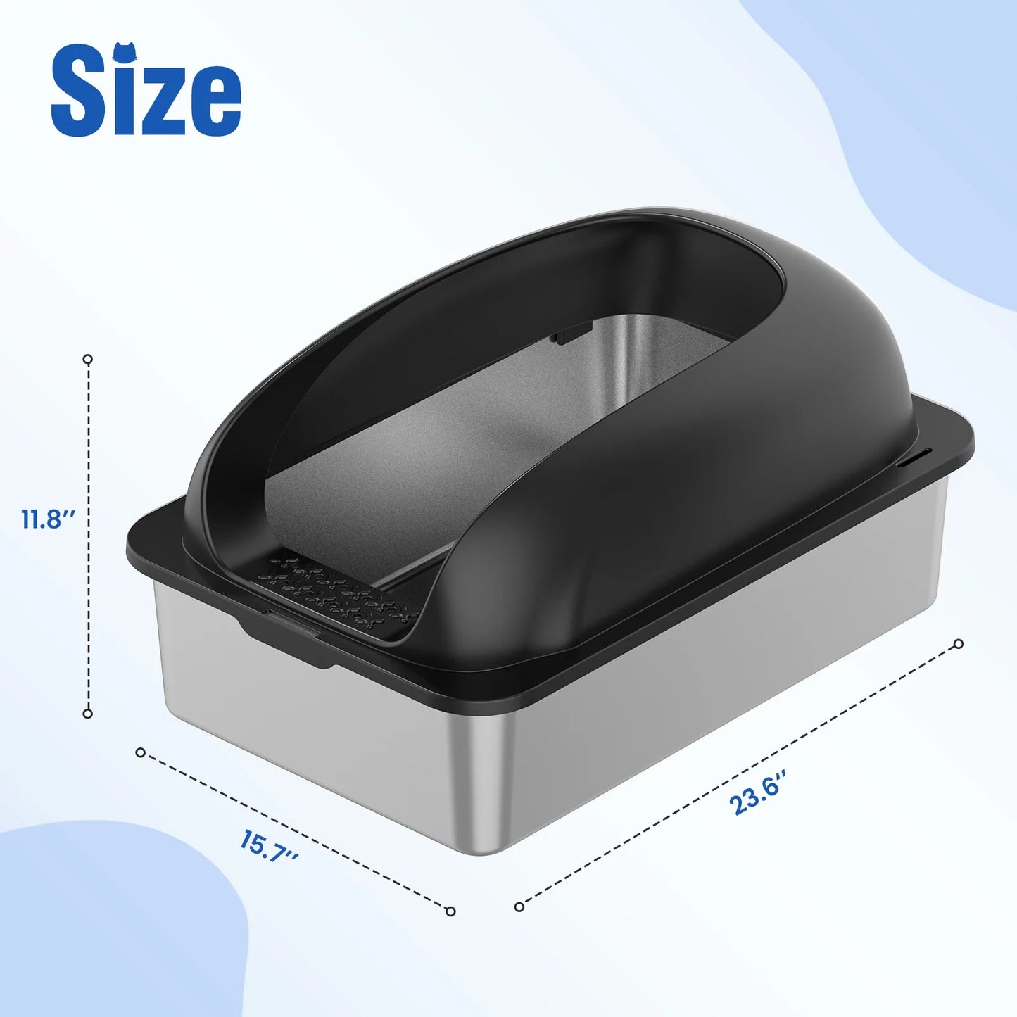 Stainless 24IN Steel Cat Litter Box with Lid Large Cat