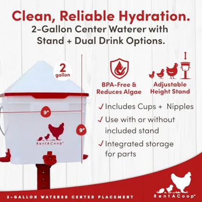 2 Gallon Chicken Waterer with 4 Auto-Fill Cups