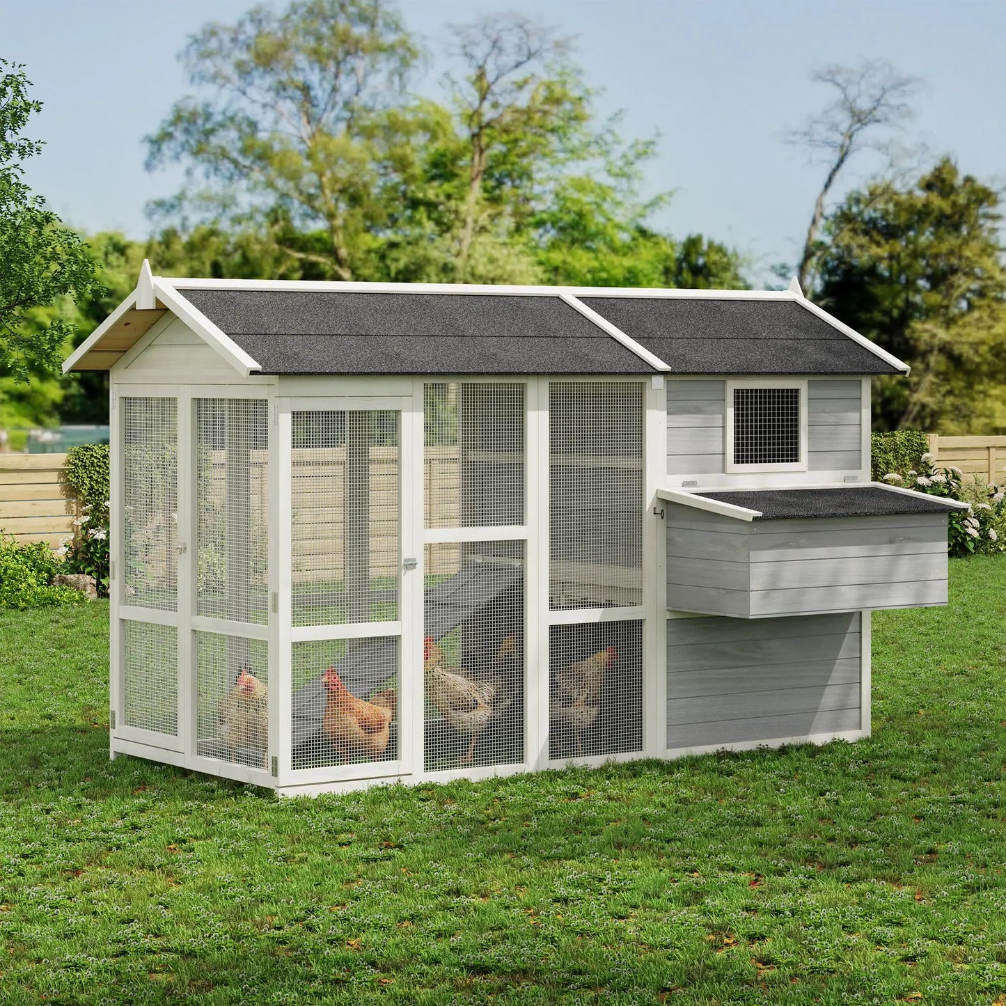 80" Large Wooden Chicken Coop Fir Wood Nesting Box