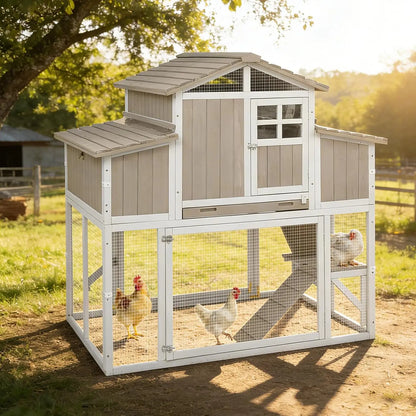 Wooden Chicken Coop 4 Nest Box Waterproof Roof