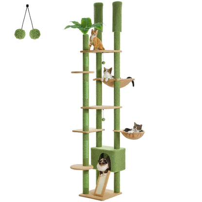 Cat Tree tower Height Adjustable Wooden with Hammock