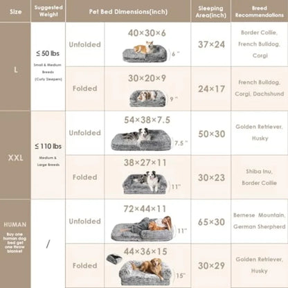 Foldable XXL Dog Bed for Large Dog, 54"x38"x7.5"