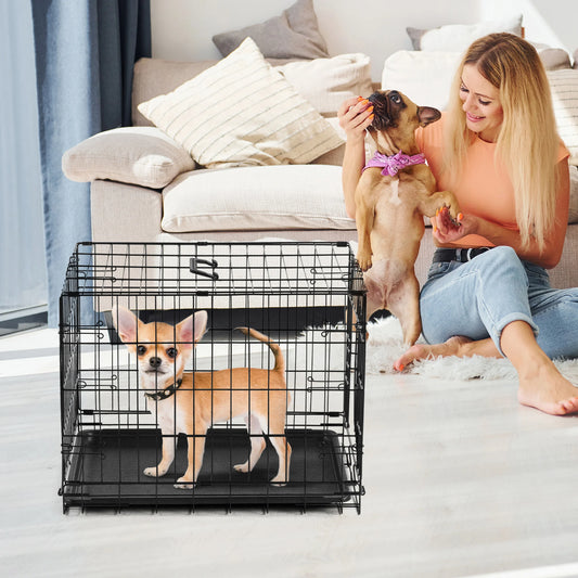 Single Door 30 Inch Folding Metal Wire Dog Cage