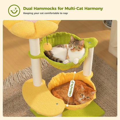 Flower Cat Tree with 2 Cozy Hammocks