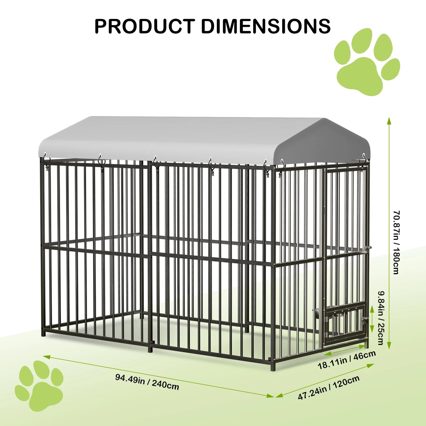 8x4x6FT Large Galvanized Metal Doghouse Outdoor