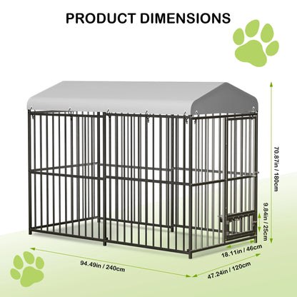 8x4x6FT Large Galvanized Metal Doghouse Outdoor