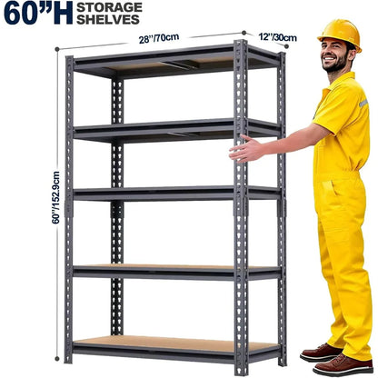 Metal Shelving Rack, 28''×12''×60'' 2400 lbs