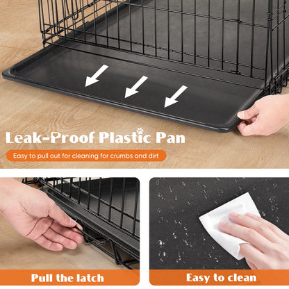 36/42/48 Inch Double Door Folding Metal Wire Dog Cage