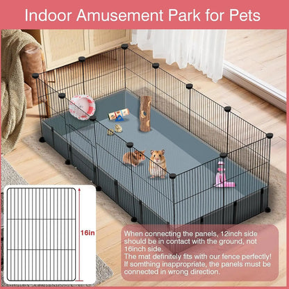 12 Panels Small Animal Playpen, 48" x 24" x 16" with Waterproof Mat