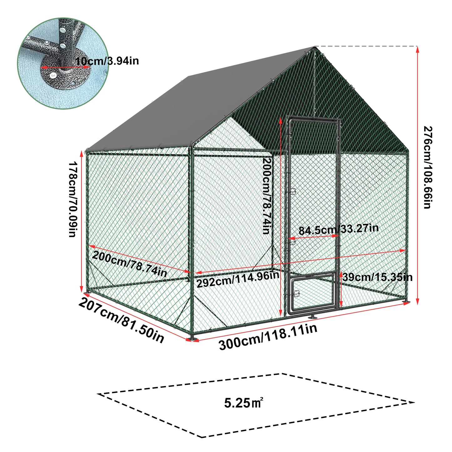 Large Metal Chicken Coop Duck Hen House