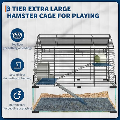 3 Tiers Large Hamster Enclosure, Metal Enclosure