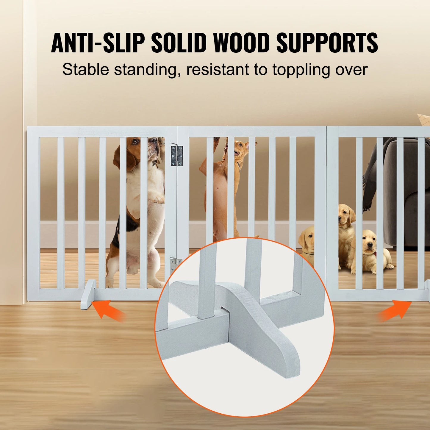 Free Standing Dog Gate 3 Panels Foldable