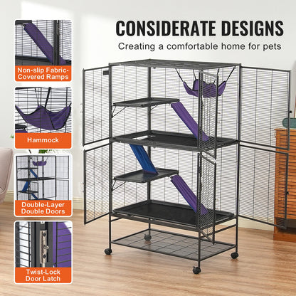 Rolling Metal Ferret Cage Large 4-Tier Critter