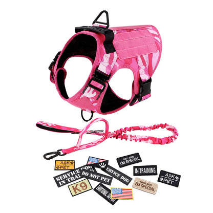 Military Pink Camouflage Dog Harness For Large Medium