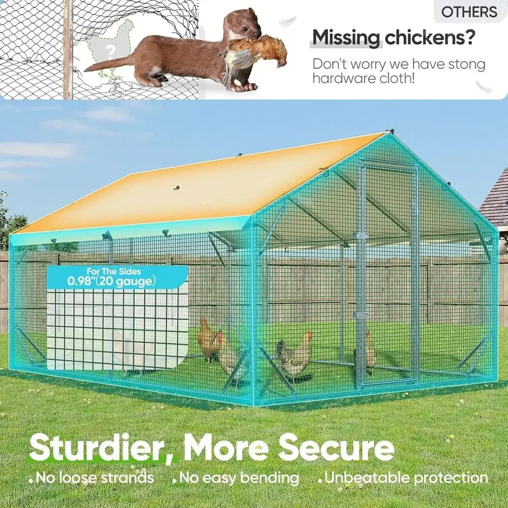 Heavy-Duty 12x9x6.6ft Outdoor Chicken Coop