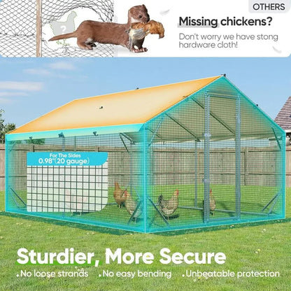 Heavy-Duty 12x9x6.6ft Outdoor Chicken Coop