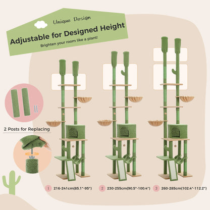 Cactus Cat Tree Floor to Ceiling Tower 7 Tiers