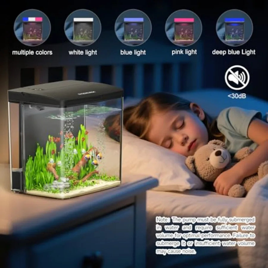 Desktop Fish Tank, 1.2 Gallon Self-Cleaning