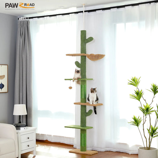 Cat Tree Floor to Ceiling Tower with Scratching Post,