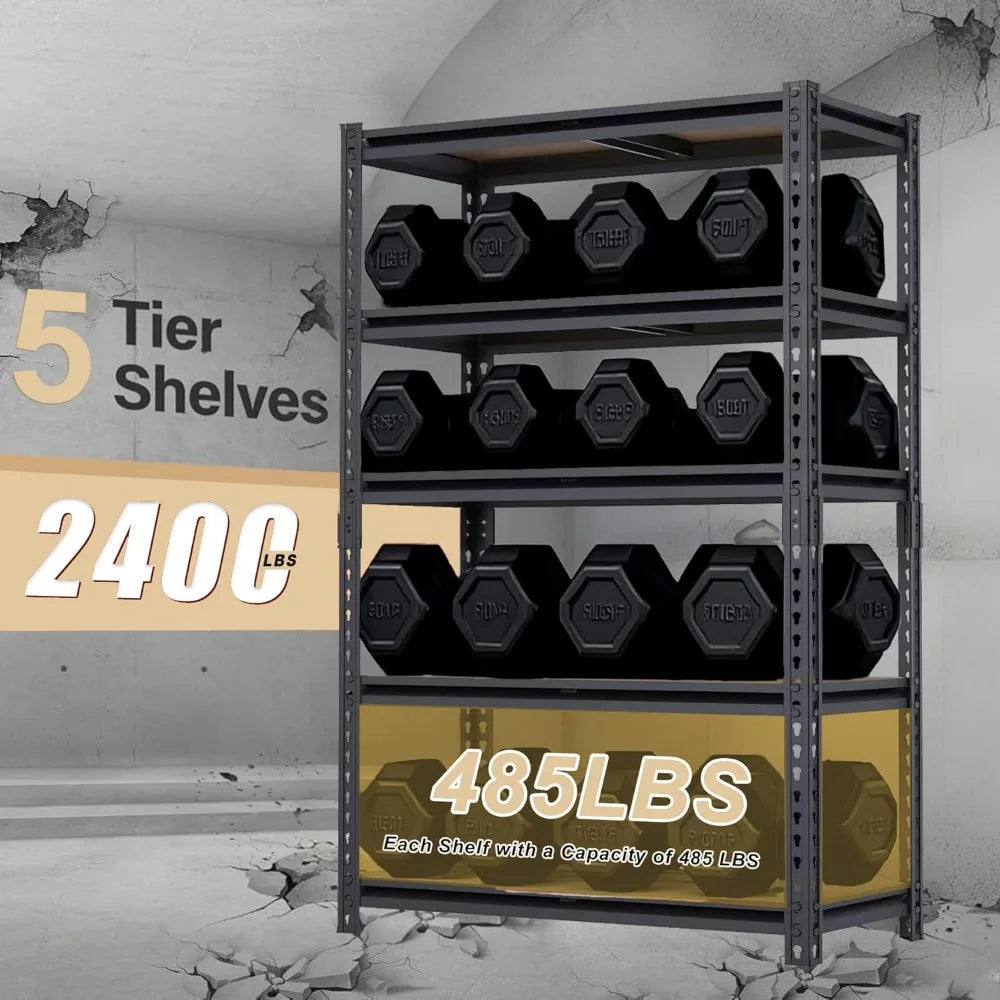 Metal Shelving Rack, 28''×12''×60'' 2400 lbs