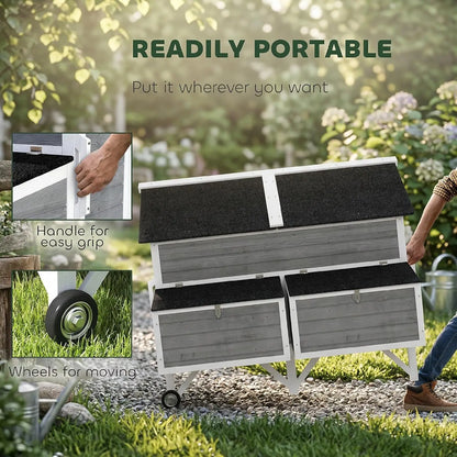 Mobile Chicken Coop with Wheels Handles Nesting Boxes