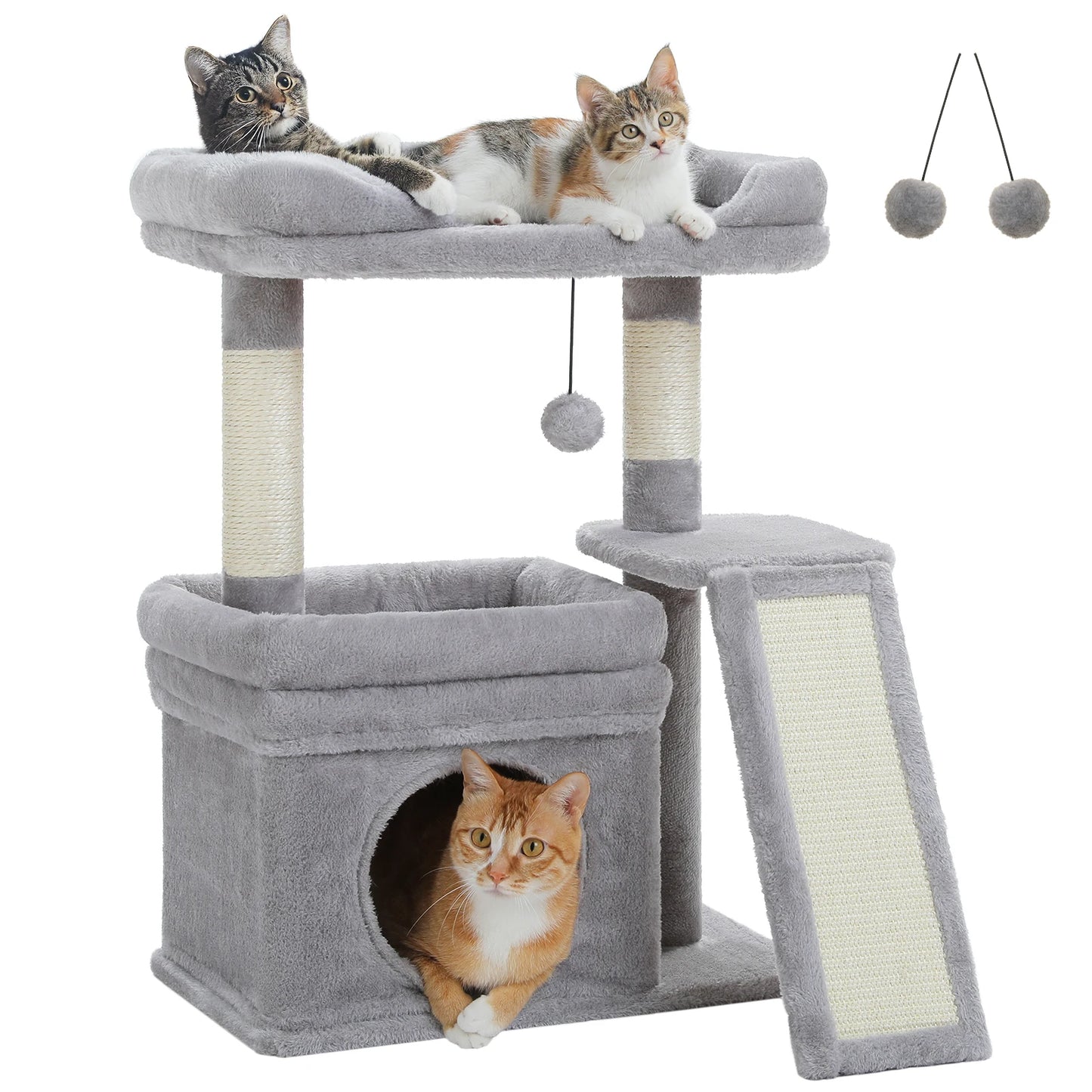Small Cat Tree Tower Indoor, Sisal Scratching Post, Top Perch