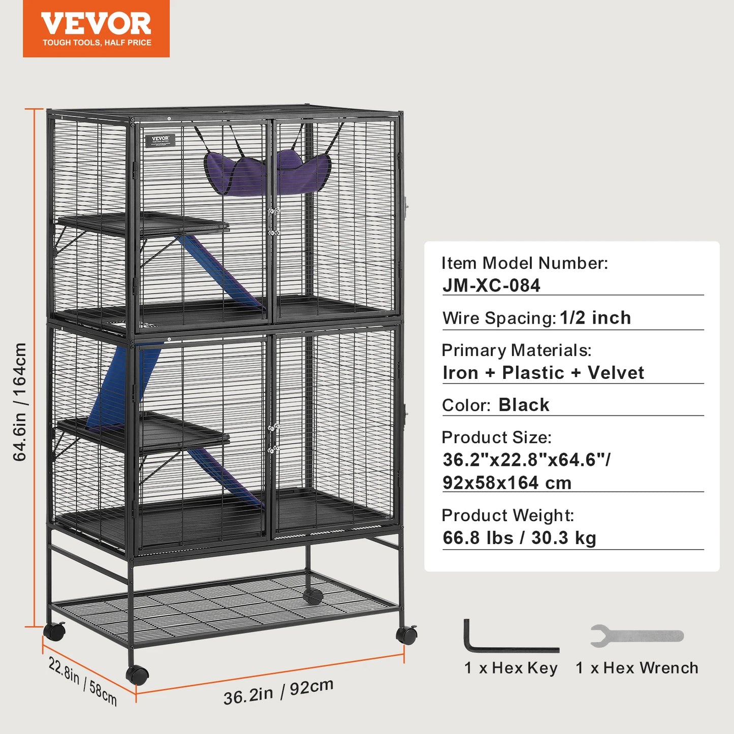 Rolling Metal Ferret Cage Large 4-Tier Critter