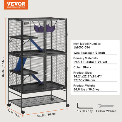 Rolling Metal Ferret Cage Large 4-Tier Critter