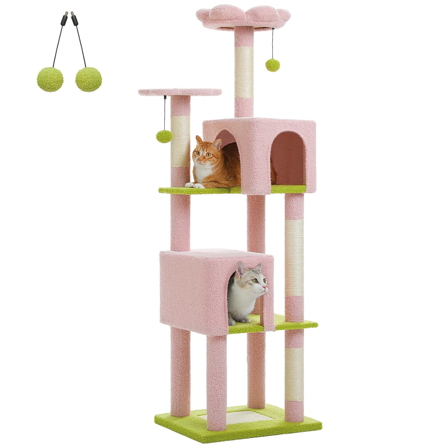 Cat Tree Tower with 2 Condos, Scratching Posts, Perch