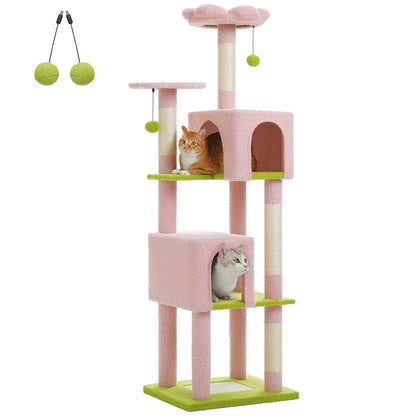 Cat Tree Tower with 2 Condos, Scratching Posts, Perch