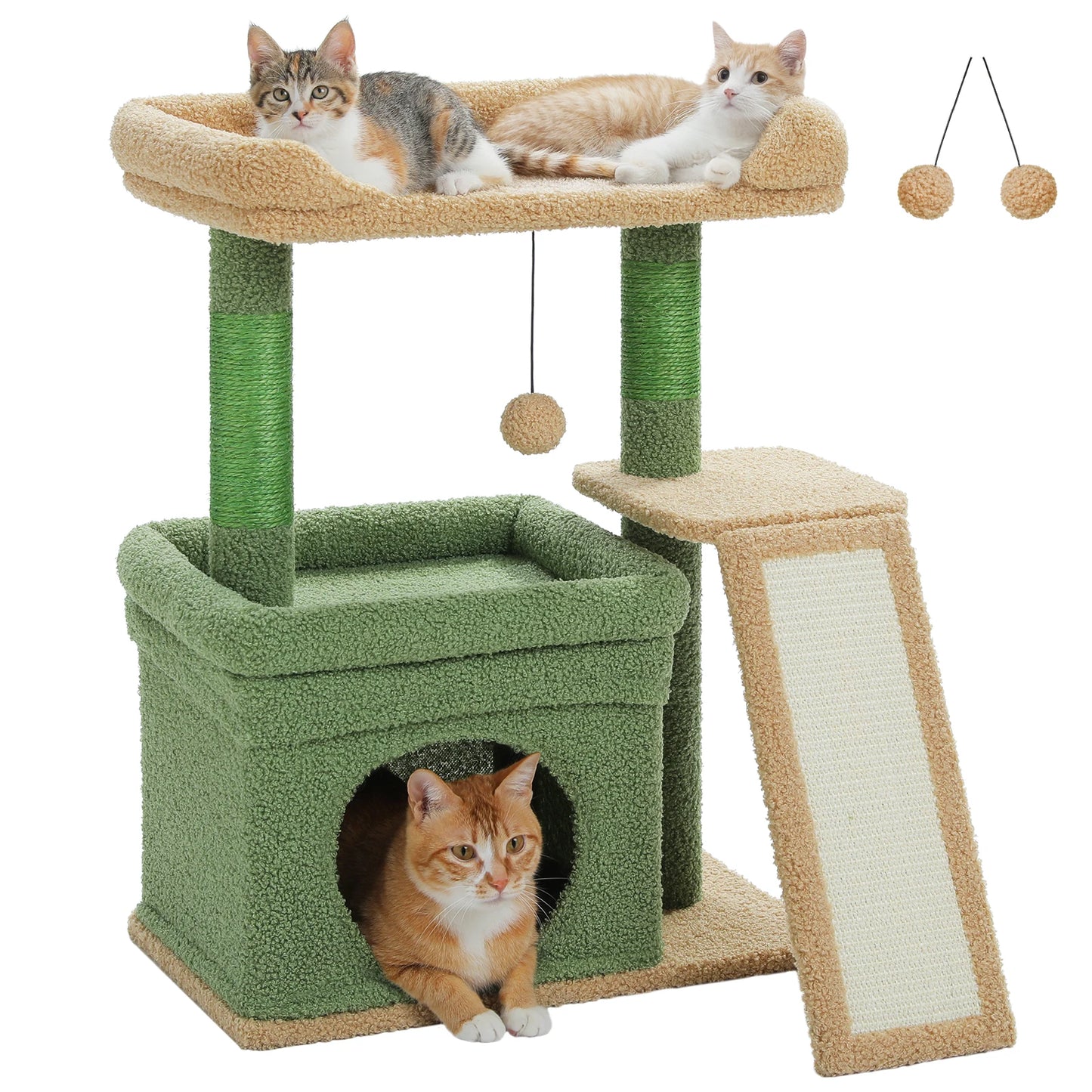 Small Cat Tree Tower Indoor, Sisal Scratching Post, Top Perch