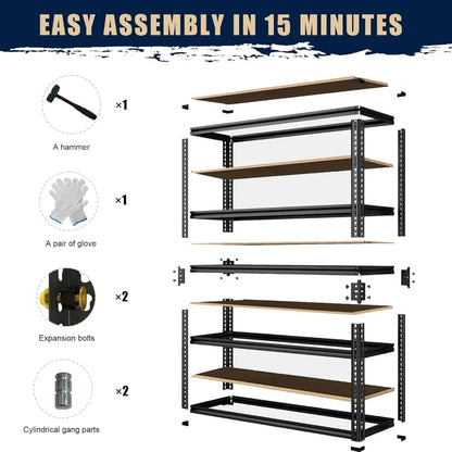 Metal Shelving Rack, 28''×12''×60'' 2400 lbs