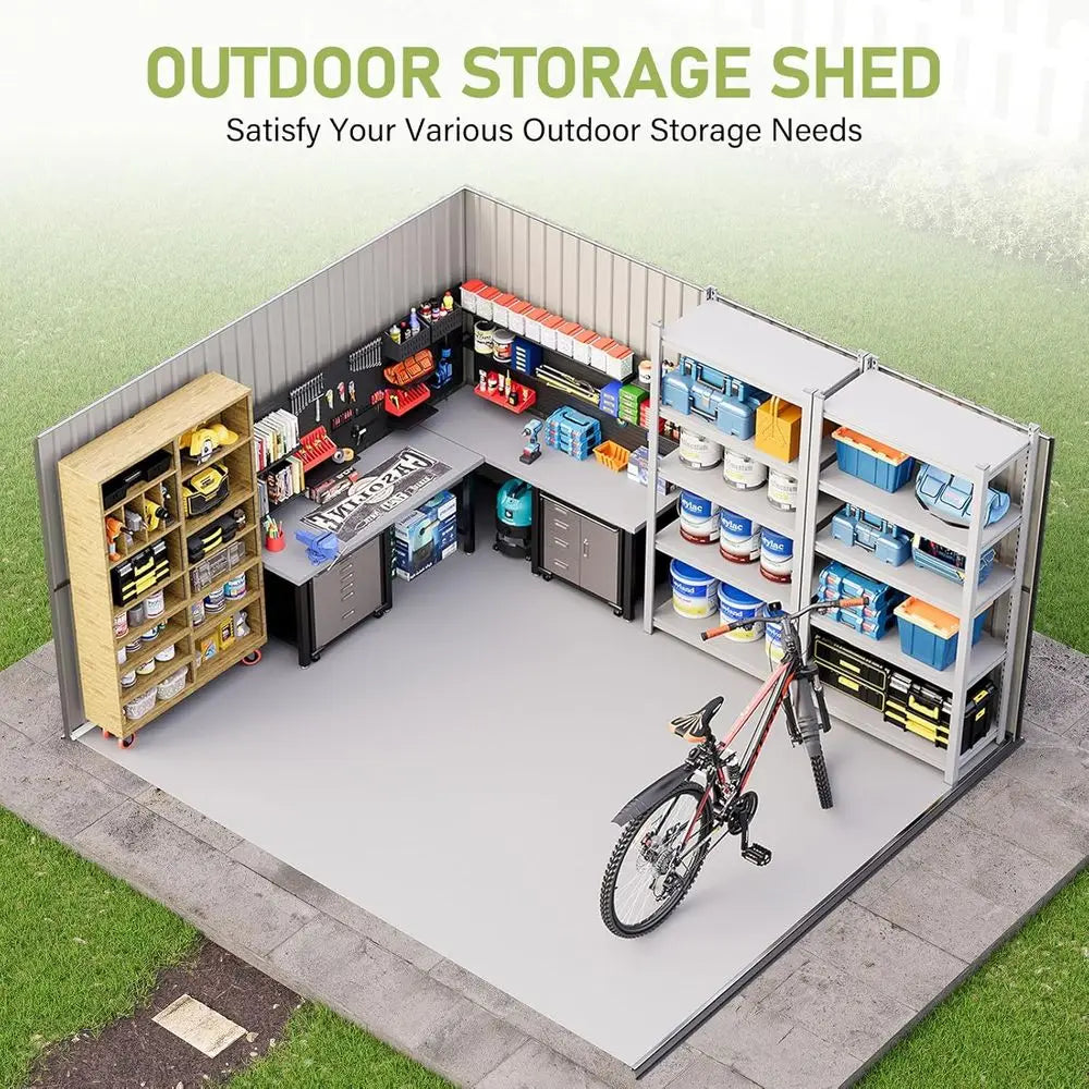 10 x 12 Outdoor Storage Shed with Lockable Door and 2 Windows,