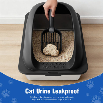 Stainless 24IN Steel Cat Litter Box with Lid Large Cat