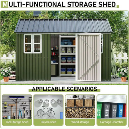 10 x 12 Outdoor Storage Shed with Lockable Door and 2 Windows,