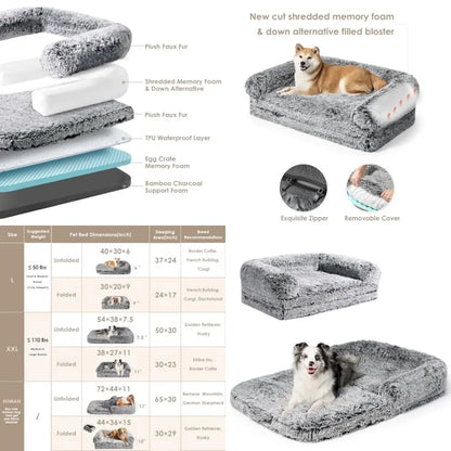 Foldable XXL Dog Bed for Large Dog, 54"x38"x7.5"