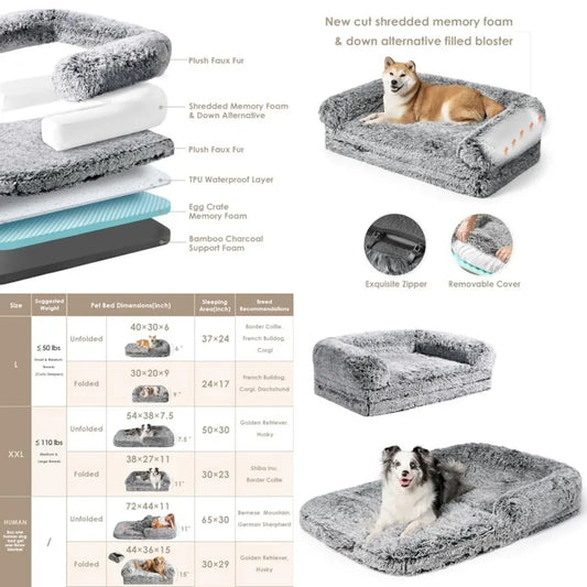 Foldable XXL Dog Bed for Large Dog, 54"x38"x7.5"