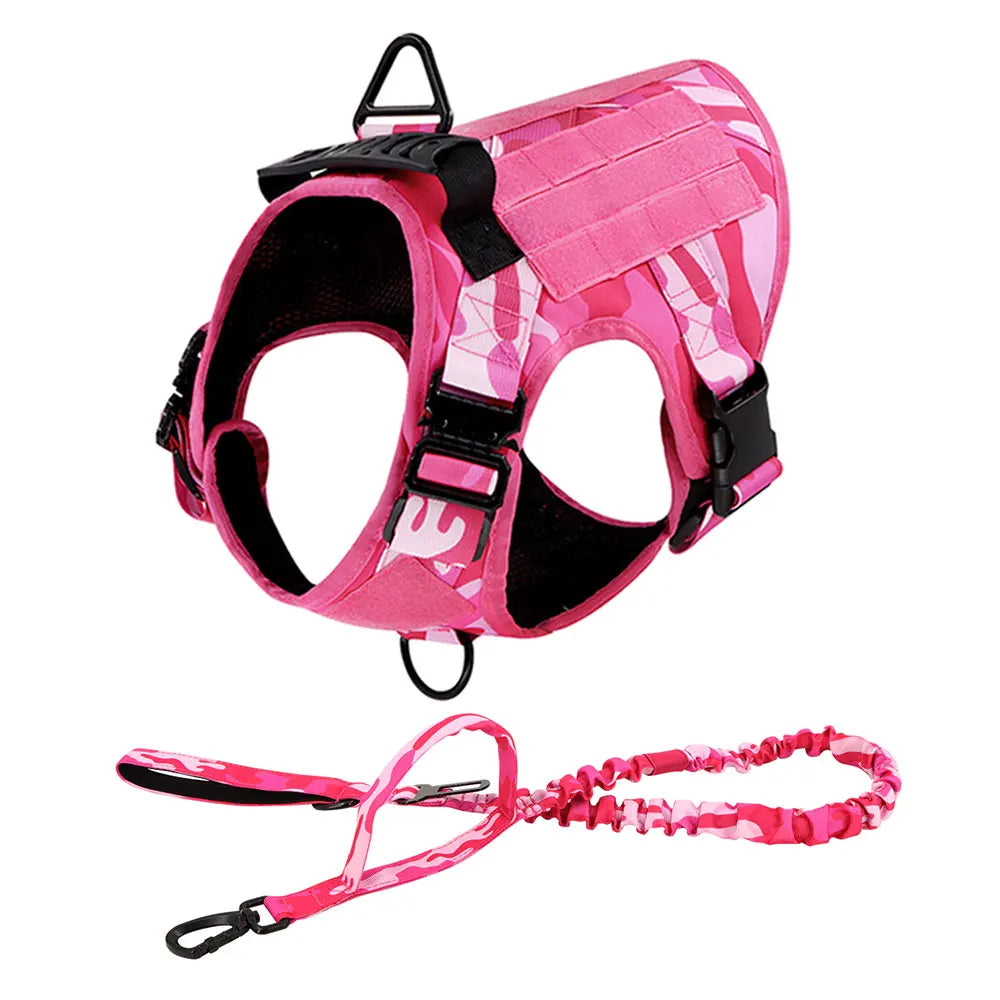 Military Pink Camouflage Dog Harness For Large Medium
