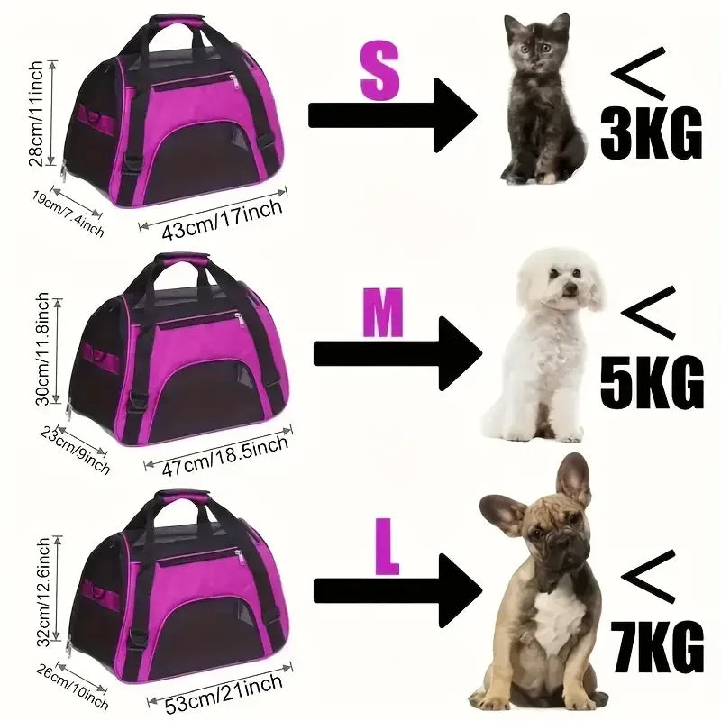 Portable Dog Cat Carrier Bag Breathable Mesh