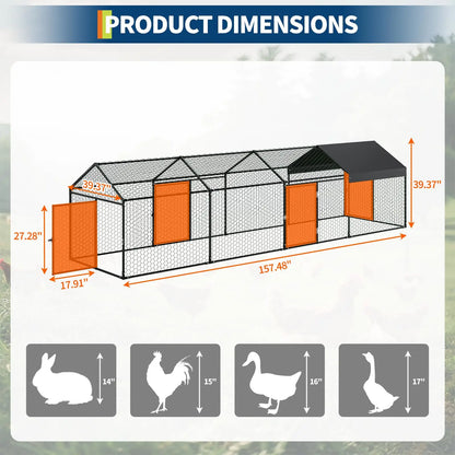 Metal Chicken Coop Heavy Duty Walk-in Chicken Runs