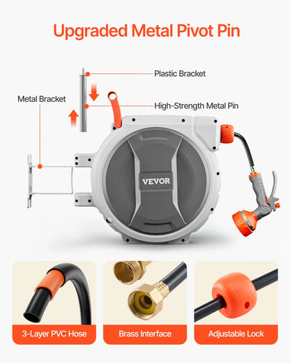 Retractable Garden Hose Reel 5/8 Inch x 100 ft