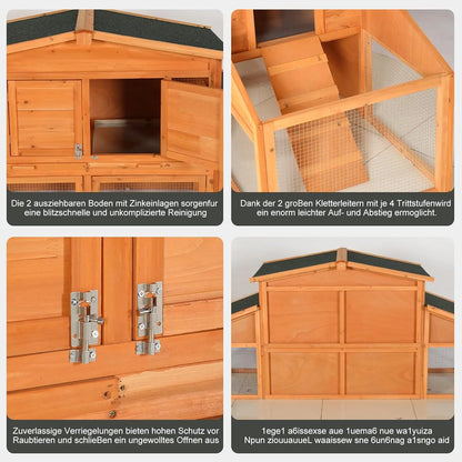 Weatherproof Wooden Chicken Coop with Run