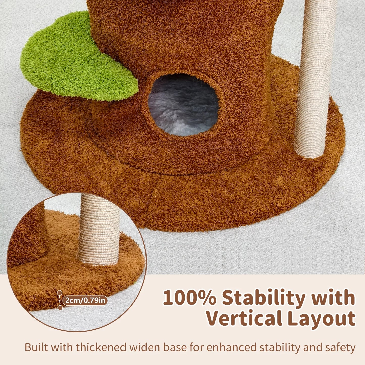 187CM Tall Cat Tree Tower, Green Perch Condo