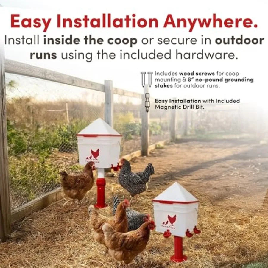 2 Gallon Chicken Waterer with 4 Auto-Fill Cups
