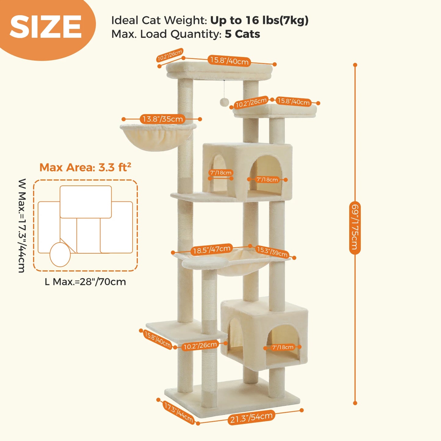Tall Cat Tree Tower for Indoor Cats