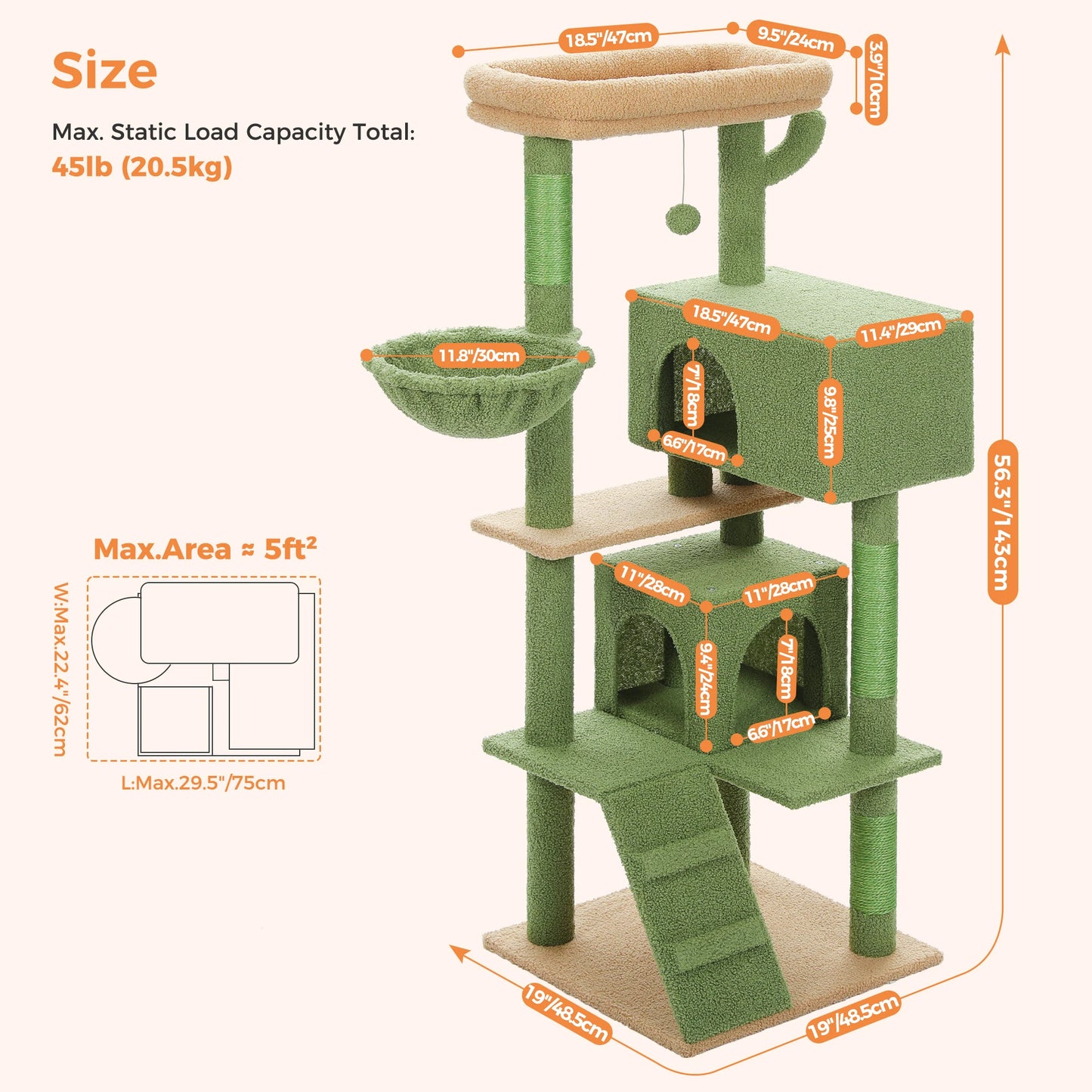 Cat Tree Tower with condo, House, Perch, Hammock,