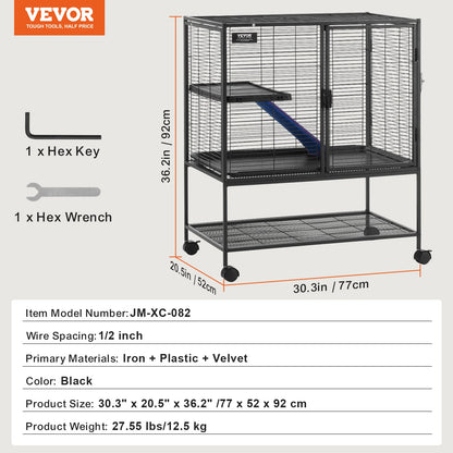 Rolling Metal Ferret Cage Large 4-Tier Critter