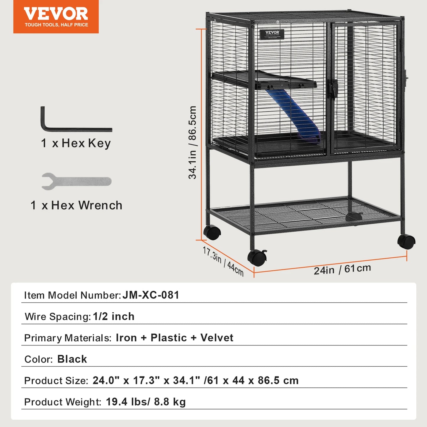 Rolling Metal Ferret Cage Large 4-Tier Critter