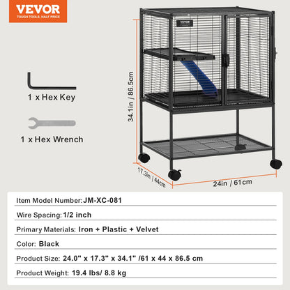 Rolling Metal Ferret Cage Large 4-Tier Critter
